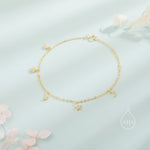 Sterling Silver Tiny CZ Moon and Star Bracelet, Silver or Gold or Rose gold, Moon and Star Charm Bracelet, Celestial Jewellery