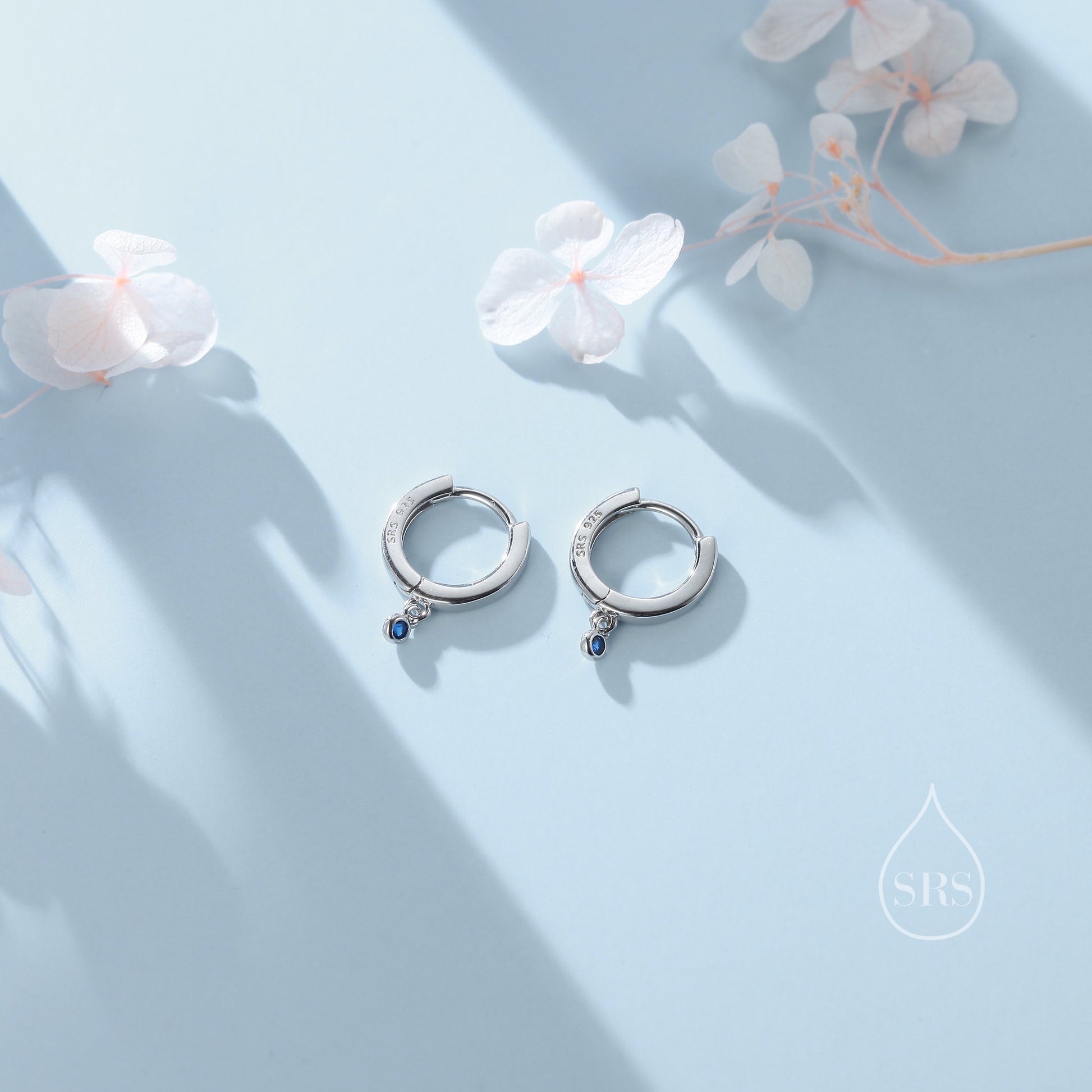 Extra Tiny CZ Huggie Hoop Earrings in Sterling Silver, Silver or Gold, Geometric Hoop Earrings, Green, Blue, Pink, Purple or Clear CZ