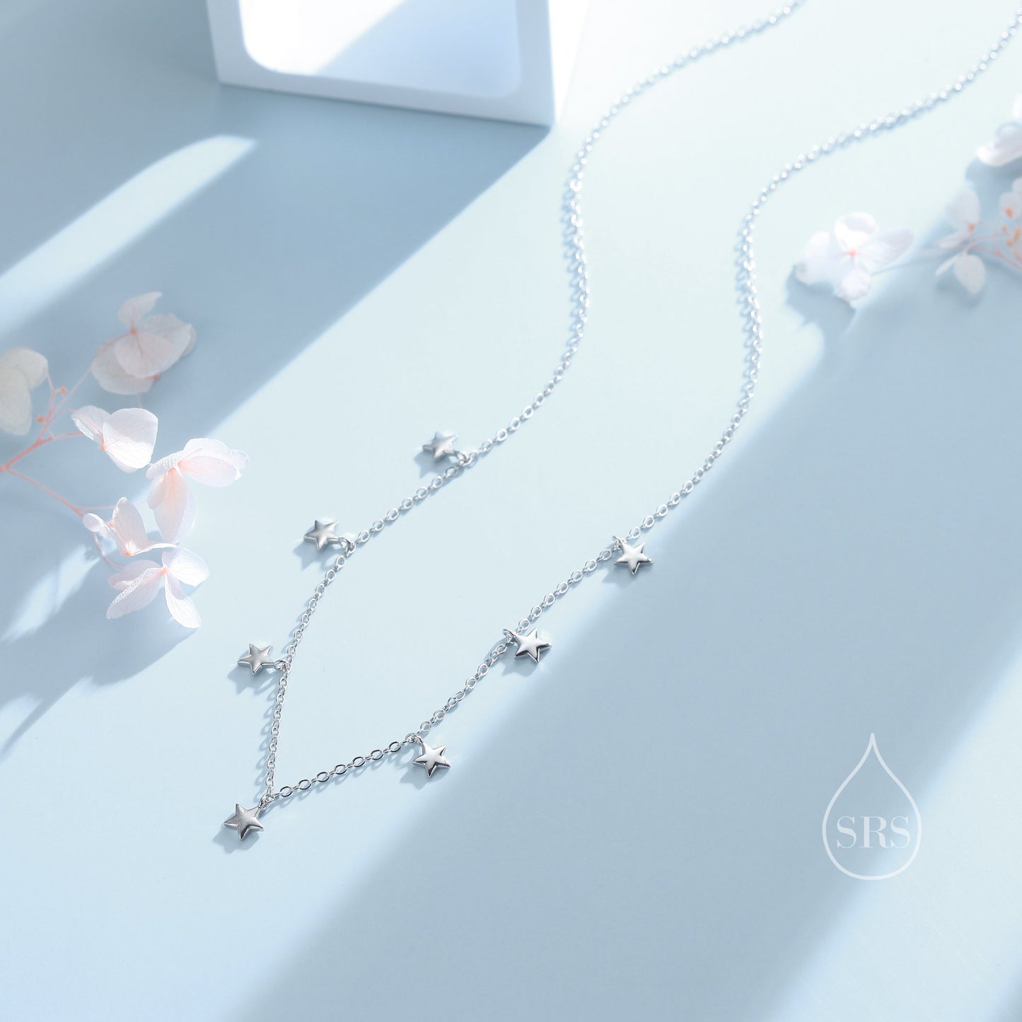 Star Choker Necklace in Sterling Silver, Silver or Gold, Star Collar Necklace, Short Necklace