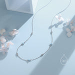 Hydrangea Flower Motif CZ Necklace in Sterling Silver, Silver or Gold, Emerald Green or Clear Three CZ Satellite Crystal Necklace,