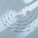 Hydrangea Flower Motif CZ Necklace in Sterling Silver, Silver or Gold, Emerald Green or Clear Three CZ Satellite Crystal Necklace,