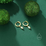 Marquise Opal Huggie Hoops in Sterling Silver, 8mm Opal Hoops, Blue Opal or White Opal, Silver or Gold, Fire Opal Earring
