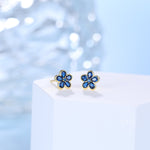Flower CZ Stud Earrings in Sterling Silver, Forget Me Not Floral CZ Earrings, Silver or Gold, Flower CZ Earrings