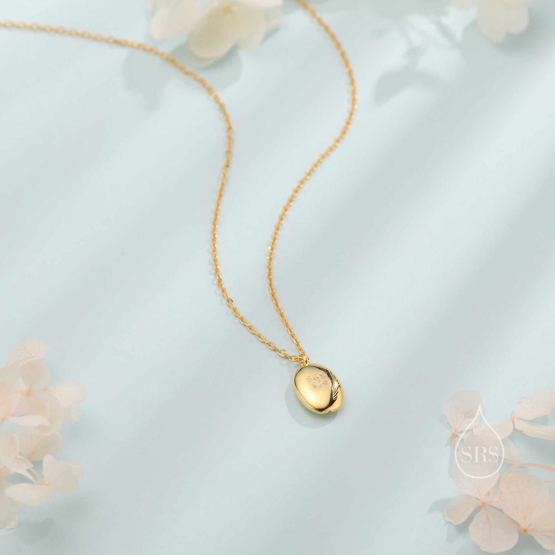 Coffee Bean Pendant Necklace in Sterling Silver, Silver or Gold, Coffee Necklace, Coffee Lover, Coffee Pendant