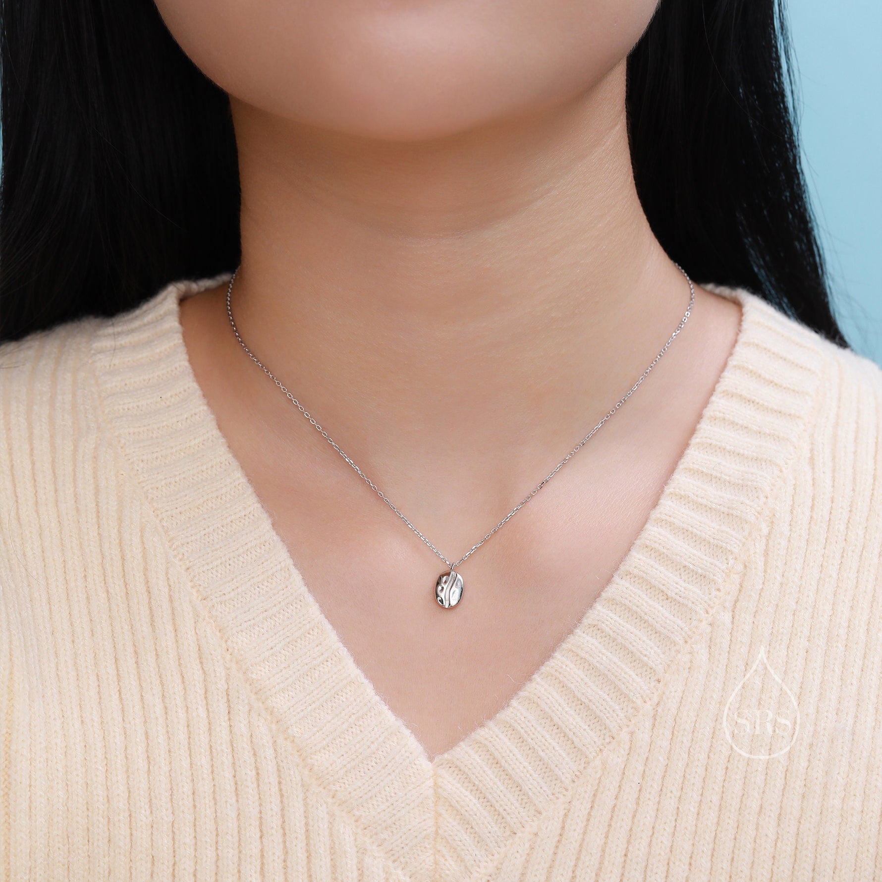 Coffee Bean Pendant Necklace in Sterling Silver, Silver or Gold, Coffee Necklace, Coffee Lover, Coffee Pendant