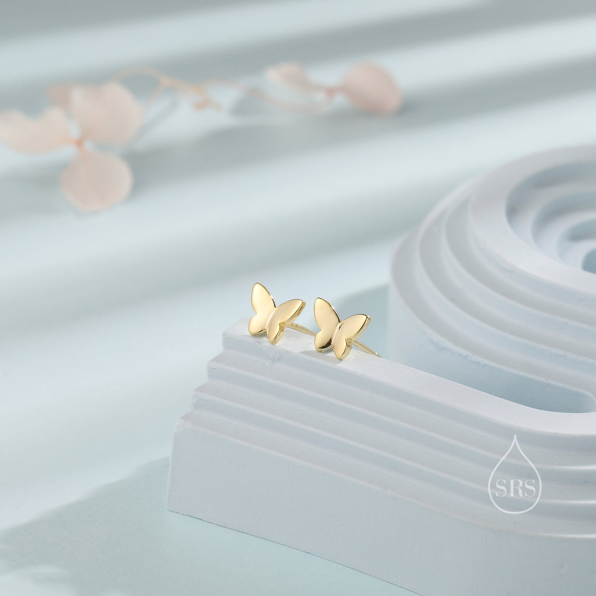 Sterling Silver Butterfly 18G Screw Back Stud Earrings