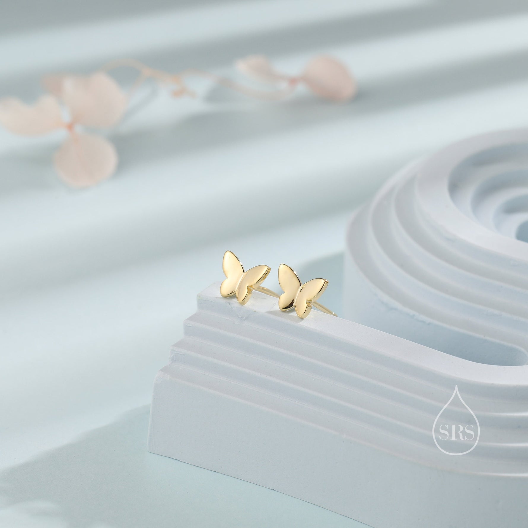 Sterling Silver Butterfly 18G Screw Back Stud Earrings