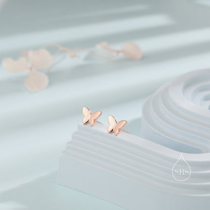 Sterling Silver Butterfly 18G Screw Back Stud Earrings
