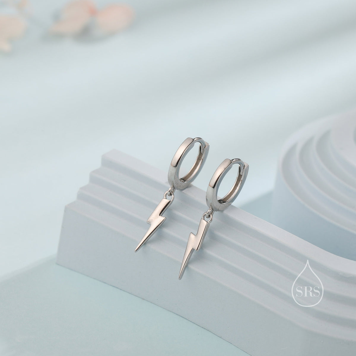Lightning Bolt Huggie Hoop Earrings in Sterling Silver, Silver, Gold, or Rose Gold, Lightning Bolt Hoop Earrings, Lightning Bolt