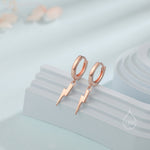 Lightning Bolt Huggie Hoop Earrings in Sterling Silver, Silver, Gold, or Rose Gold, Lightning Bolt Hoop Earrings, Lightning Bolt