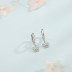 Forget Me Not Flower Huggie Hoop Earrings in Sterling Silver, Silver, Gold or Rose Gold, Tiny Flower Hoops