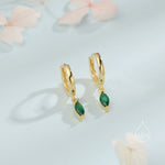 Extra Tiny Marquise CZ Huggie Hoop Earrings in Sterling Silver, Silver or Gold, 6 Colour Options, Green, Blue, Pink, Purple or Clear CZ
