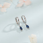 Extra Tiny Marquise CZ Huggie Hoop Earrings in Sterling Silver, Silver or Gold, 6 Colour Options, Green, Blue, Pink, Purple or Clear CZ