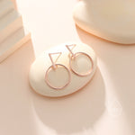 Large Dangle Circle and Bar Stud Earrings in Sterling Silver, Silver, Gold or Rose Gold, Geometric Circle Dangle Earrings