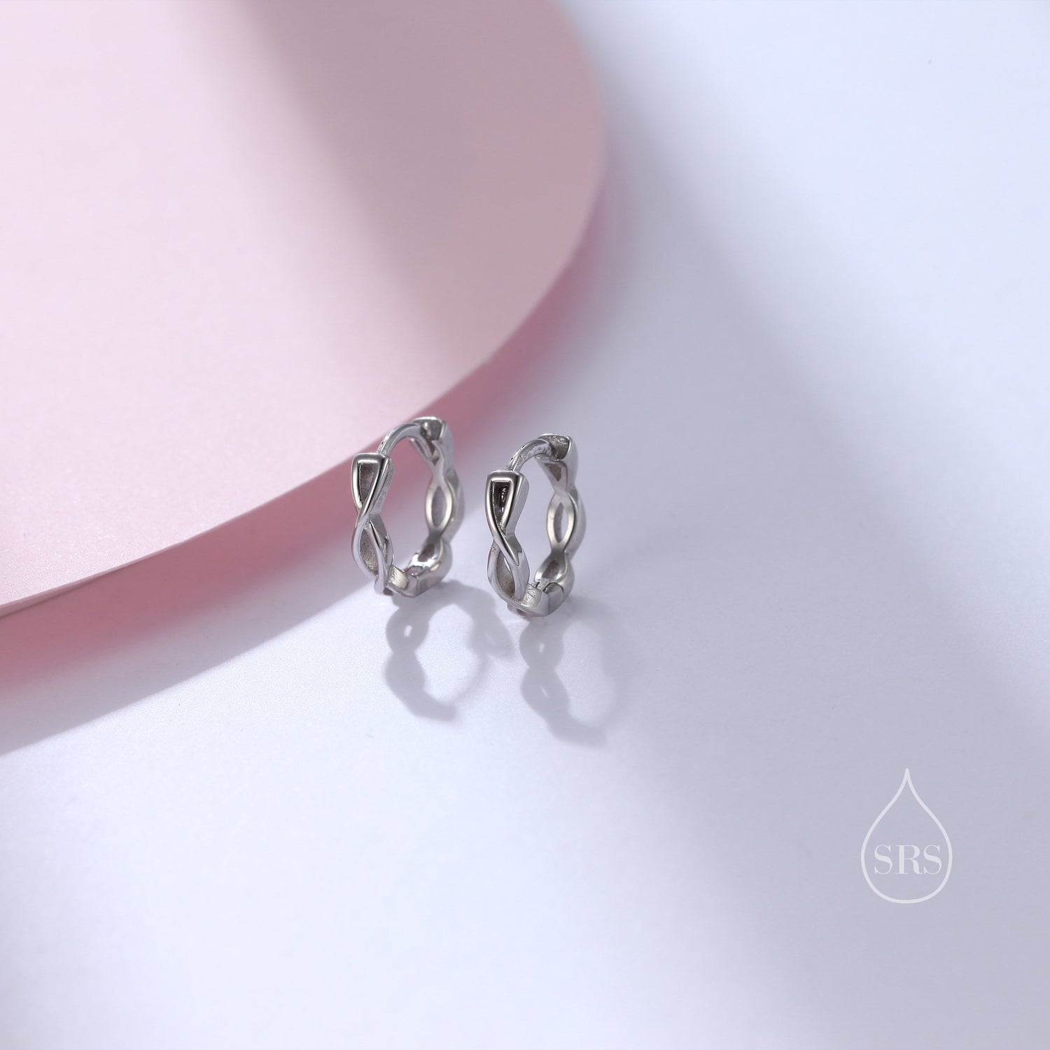 Sterling Silver Dainty Braided Huggie Hoops, Twist Hoops, Intertwining Hoop Earrings, Dainty Huggie Hoops Earrings, Mobius Hoops