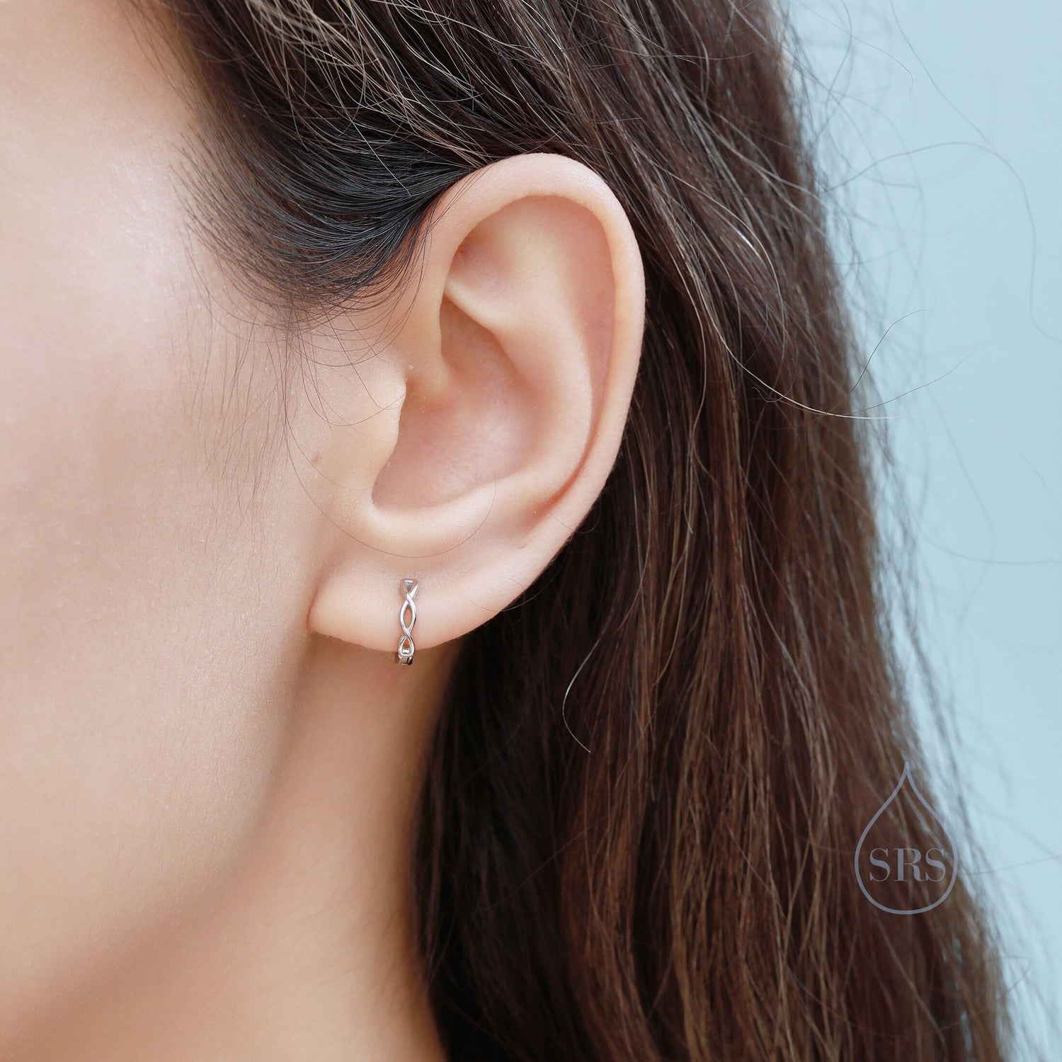 Sterling Silver Dainty Braided Huggie Hoops, Twist Hoops, Intertwining Hoop Earrings, Dainty Huggie Hoops Earrings, Mobius Hoops