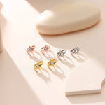 Delicate Starburst CZ Huggie Hoop Earrings in Sterling Silver, Silver, Gold or Rose Gold, North Star Earrings, Sunburst Earrings, Celestial