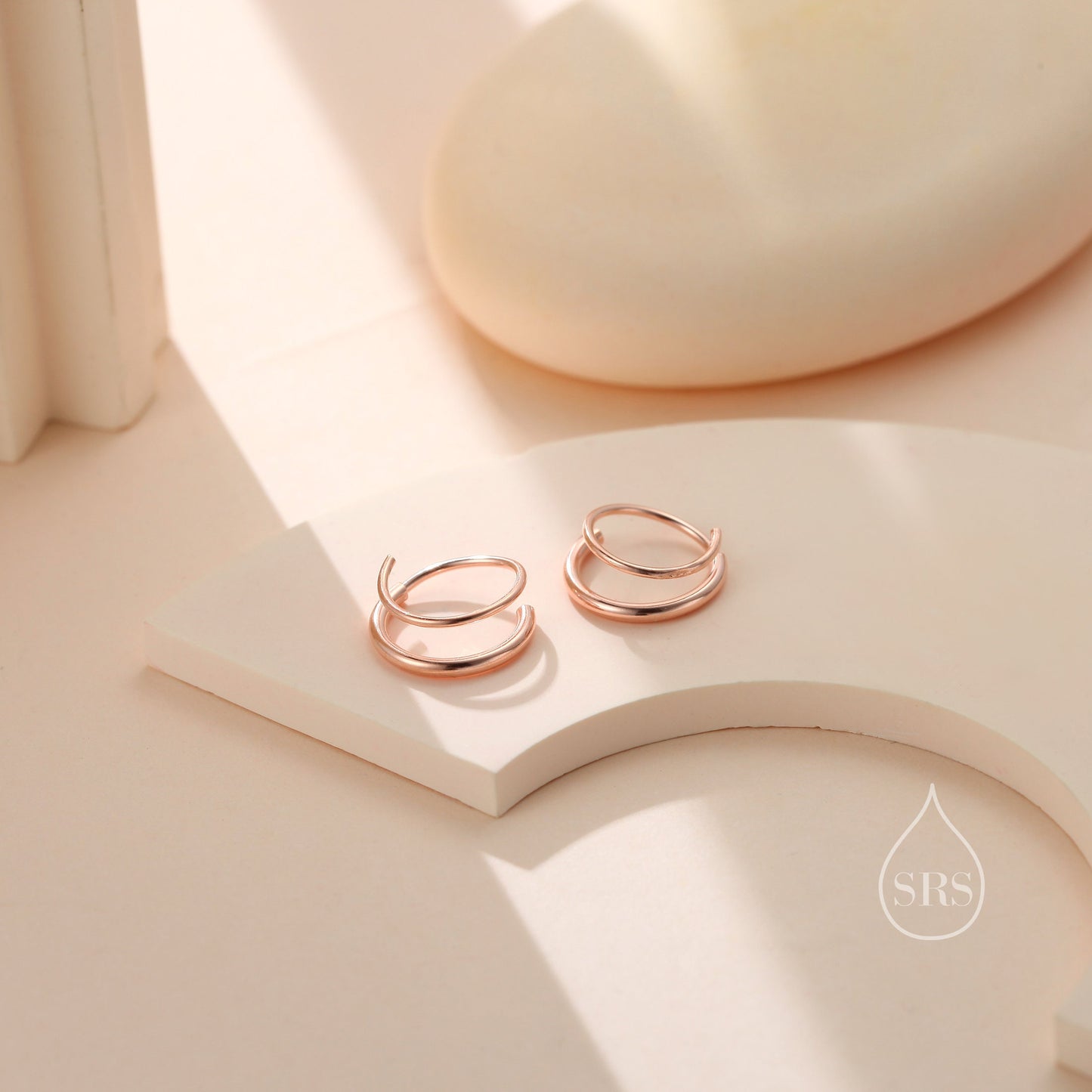 Single Piercing Spiral Hoop Earrings In Sterling Silver, Silver, Gold or Rose Gold, Minimalist Spiral Earrings