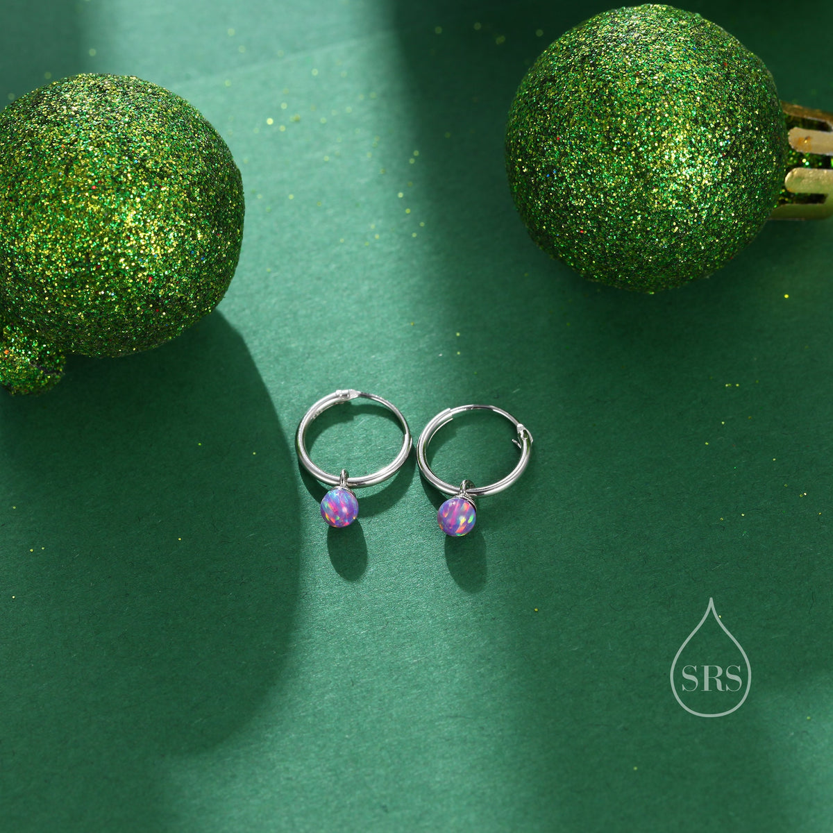 Sterling Silver Extra Skinny Opal Huggie Hoops, White Opal or Blue Opal or Purple Hoop, Opal Infinity Hoops Earrings, Opal Earrings