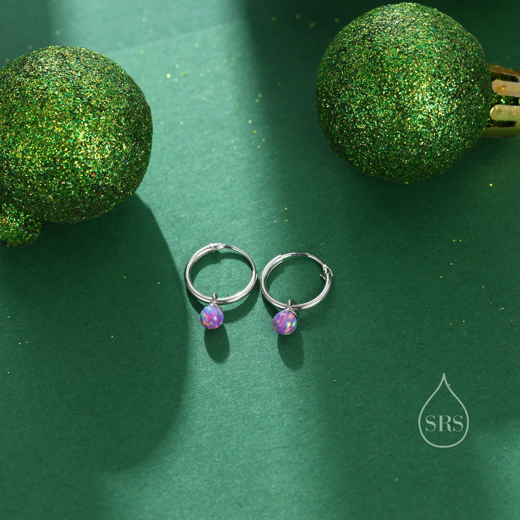 Sterling Silver Extra Skinny Opal Huggie Hoops, White Opal or Blue Opal or Purple Hoop, Opal Infinity Hoops Earrings, Opal Earrings
