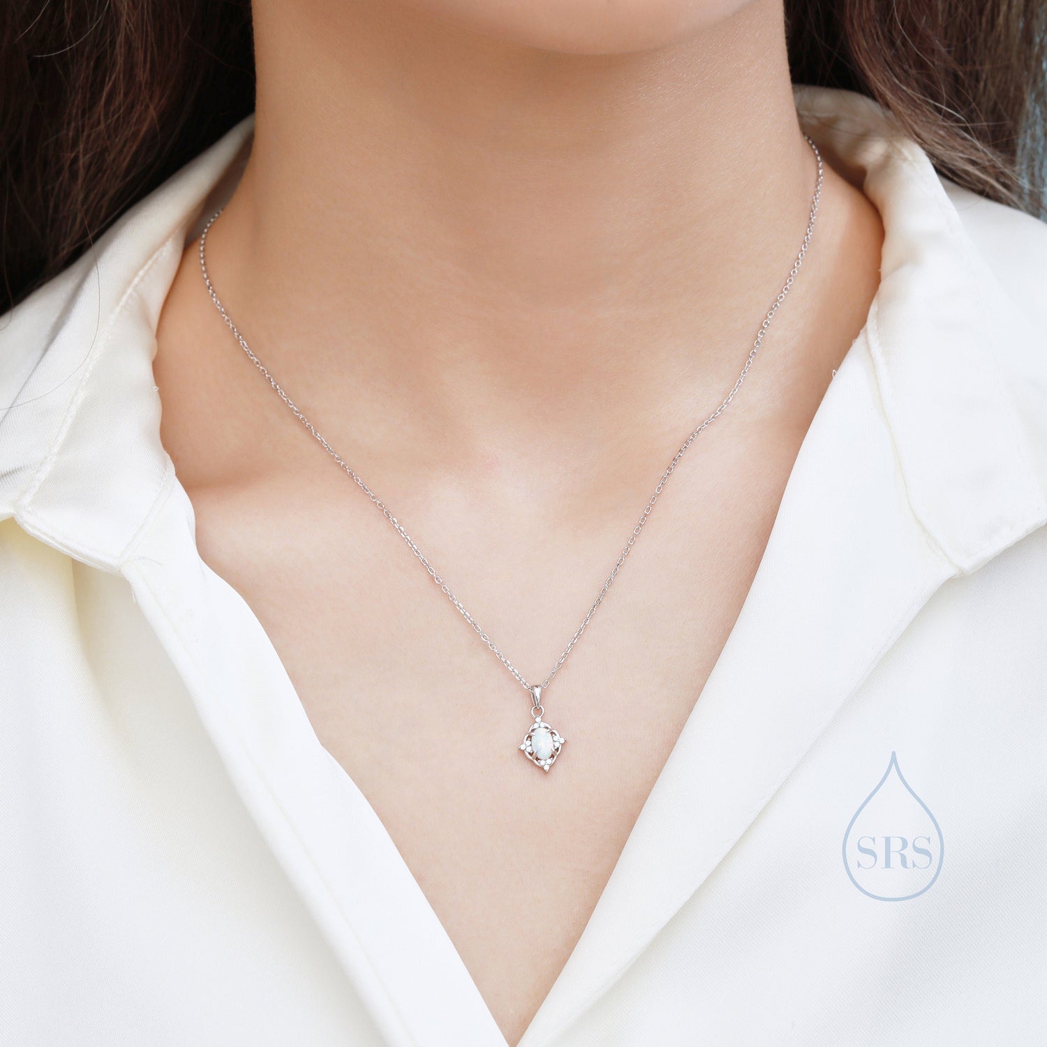 Vintage Style Opal Pendant Necklace