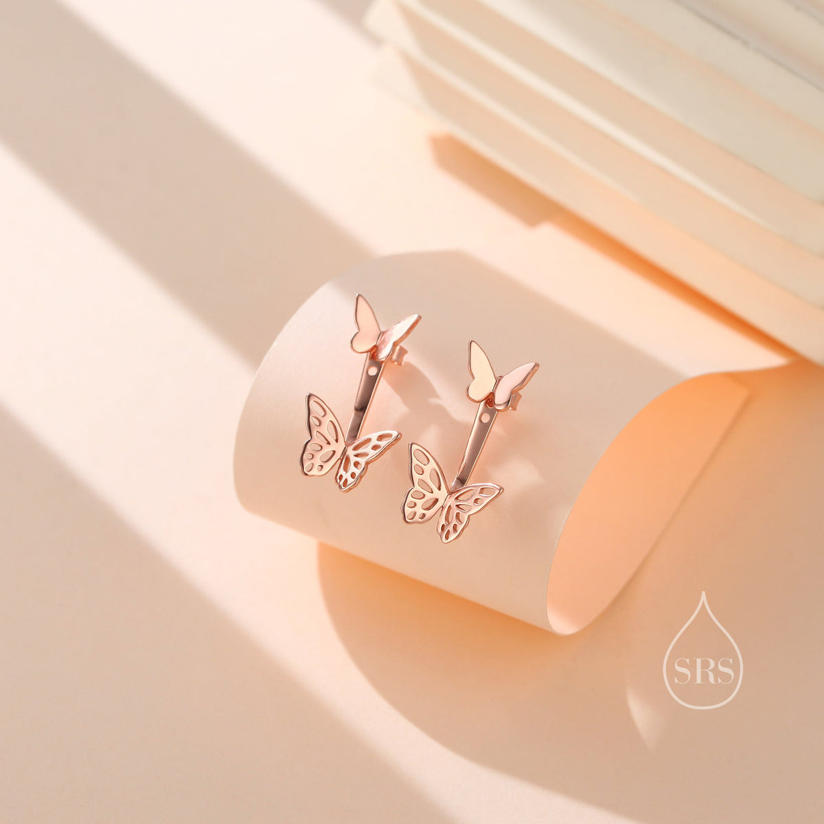 Butterfly Ear Jacket in Sterling Silver, Silver, Gold or Rose Gold, Butterfly Earrings, Butterfly Jacket Earrings, Front and Back Earrings