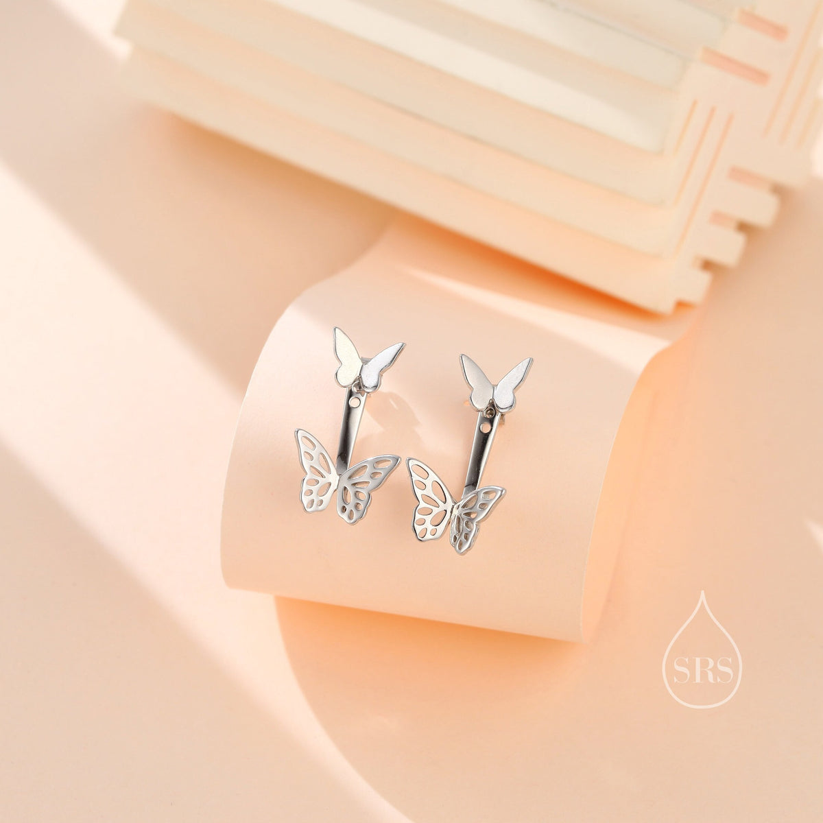 Butterfly Ear Jacket in Sterling Silver, Silver, Gold or Rose Gold, Butterfly Earrings, Butterfly Jacket Earrings, Front and Back Earrings
