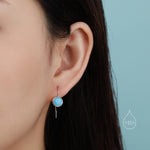 Opal Droplet Drop Hook Earrings in Sterling Silver, Blue Opal or White Opal, Delicate Blue Opal Earrings, Opal Coin Earrings