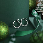 Sterling Silver Diamond Cut Huggie Hoops, Textured Faceted Hoops, Silver or Gold, 8mm or 10mm, Dainty Huggie Hoops Earrings