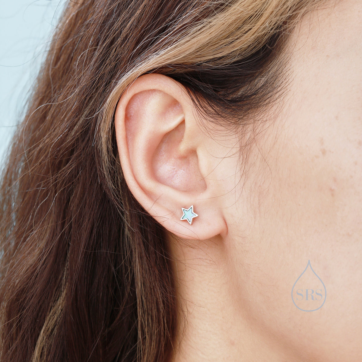 Mismatched Opal Moon and Star Stud Earrings in Sterling Silver - Blue Opal or White Opal - Gold or Silver - New Moon Earrings