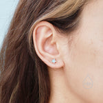 Mismatched Opal Moon and Star Stud Earrings in Sterling Silver - Blue Opal or White Opal - Gold or Silver - New Moon Earrings