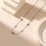 CZ Trio Necklace in Sterling Silver, Silver or Gold, Emerald Green or Clear Three CZ Satellite Crystal Necklace, Solid Silver Necklace