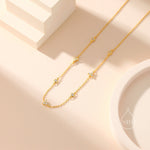 CZ Trio Necklace in Sterling Silver, Silver or Gold, Emerald Green or Clear Three CZ Satellite Crystal Necklace, Solid Silver Necklace