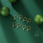 Opal Trio Droplet Tiny Huggie Hoop Earrings in Sterling Silver, Blue Opal or White Opal or Purple Opal or Green Opal, Three Opal Earrings