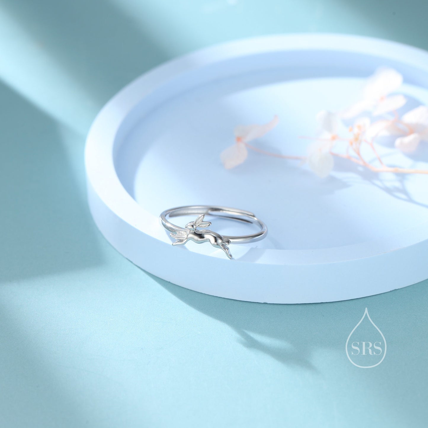 Sterling Silver Hare Ring, Adjustable Size Bunny Ring, Rabbit Ring, Dainty and Delicate