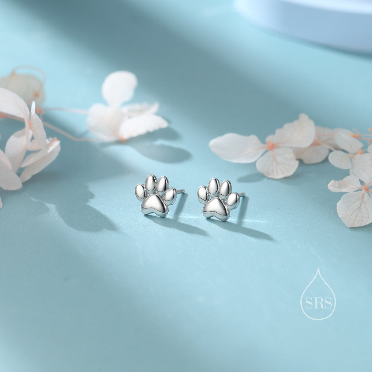 Very Tiny Paw Print Stud Earrings in Sterling Silver, Silver or Gold or Rose Gold, Pet Earrings, Dog Earrings, Cat Earrings