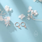 Star Dangle Huggie Hoop Earrings in Sterling Silver, Silver or Gold or Rose Gold, Delicate Star Skinny Hoops