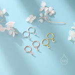 Extra Skinny Moon Dangle Huggie Hoop Earrings in Sterling Silver, Silver or Gold or Rose Gold, Moon Skinny Hoops