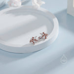 CZ Leaf Huggie Hoop Earrings in Sterling Silver, Silver or Gold or Rose Gold, Clear CZ or Green CZ Hoop Earrings