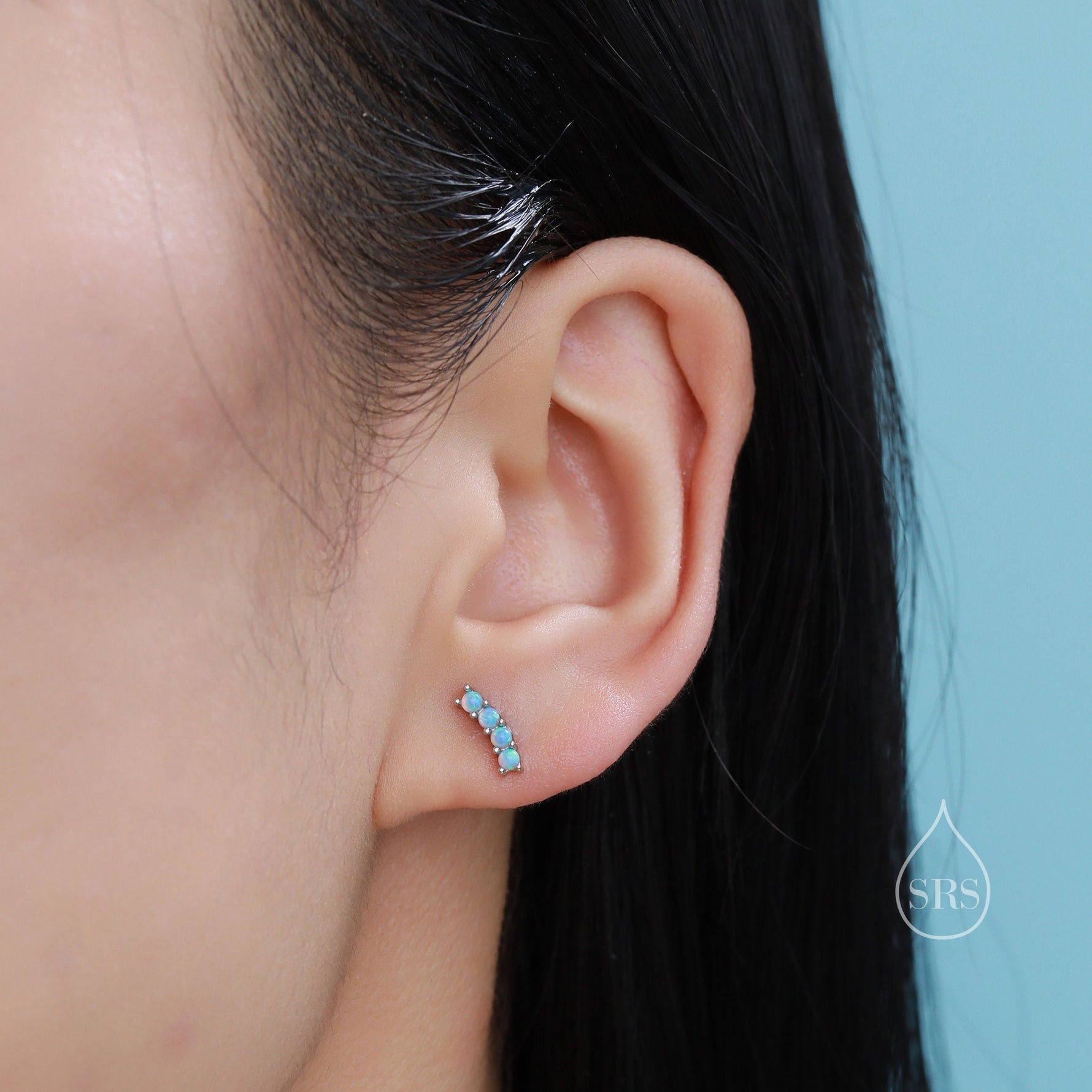 Tiny Dark Purple Opal Curved Bar Screw Back Earrings in Sterling Silver, Silver or Gold, Opal Screw Back Earrings, Fire Opal