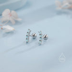 Tiny Opal Curved Bar Screw Back Earrings in Sterling Silver, Silver or Gold, White Opal or Blue Opal Screw Back Earrings, Fire Opal