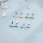 Tiny Opal Curved Bar Screw Back Earrings in Sterling Silver, Silver or Gold, White Opal or Blue Opal Screw Back Earrings, Fire Opal
