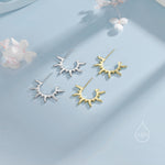 Sun Burst Hoop Earrings in Sterling Silver, Sun Ray Hoops, Sunburst Hoop Earrings, Sun Earrings