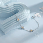 Daisy Flower Trio Bracelet in Sterling Silver, Daisy Bracelet, Daisy Flower Bracelet, Flower Bracelet