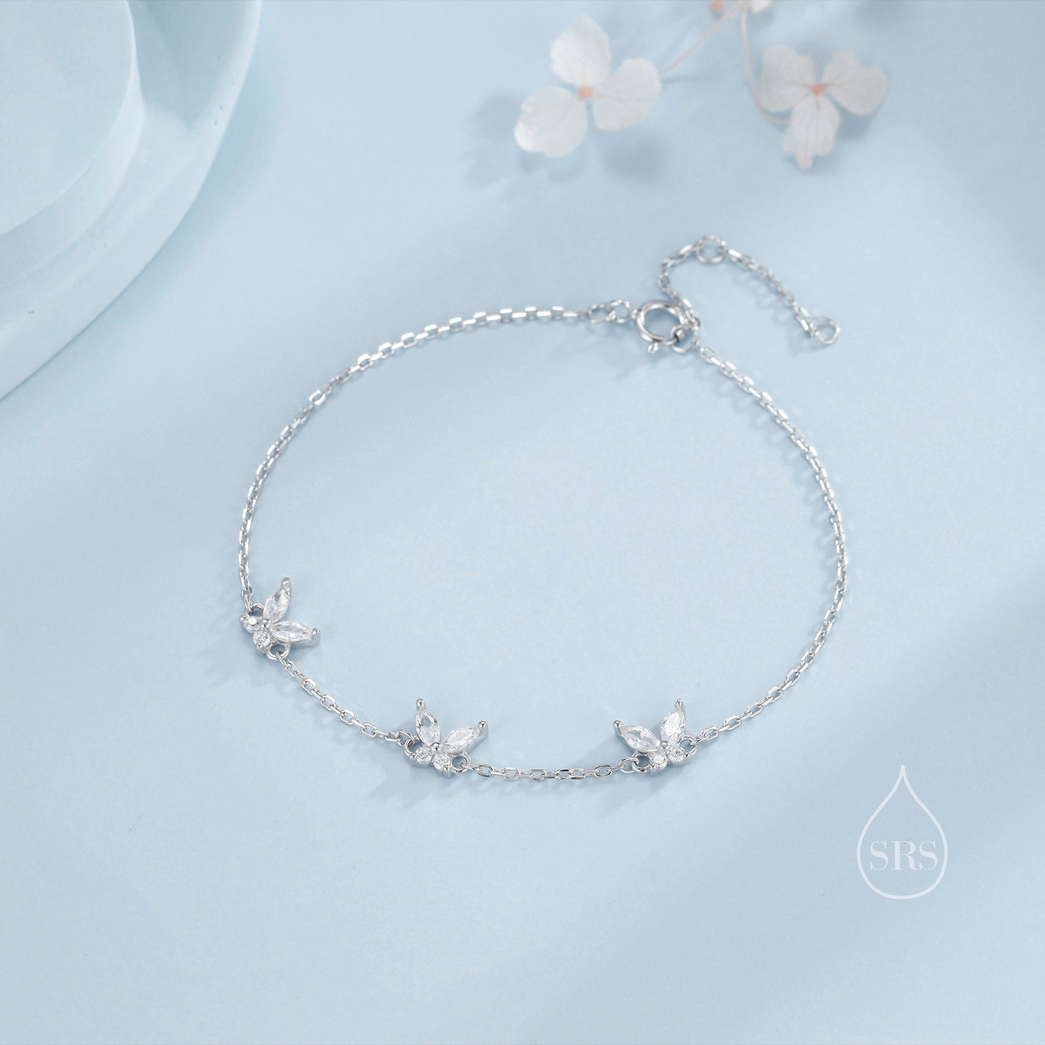 Butterfly Motif Bracelet in Sterling Silver, Silver, Gold or Rose Gold, Butterfly Bracelet, Butterfly Jewellery, CZ Butterfly Bracelet