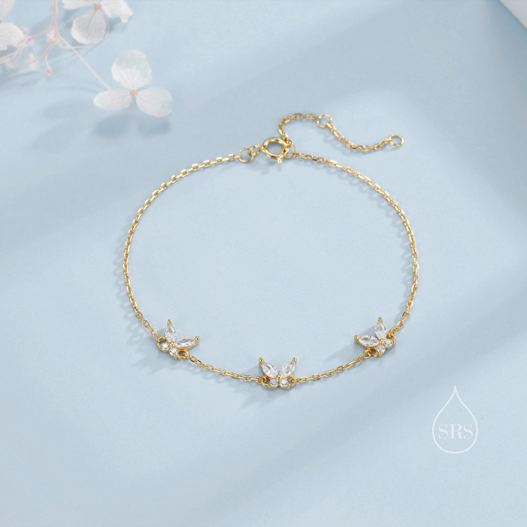 Butterfly Motif Bracelet in Sterling Silver, Silver, Gold or Rose Gold, Butterfly Bracelet, Butterfly Jewellery, CZ Butterfly Bracelet