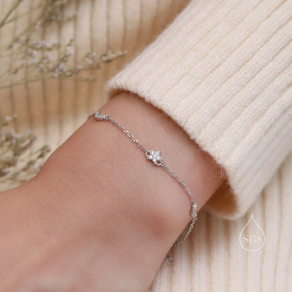 CZ Moon and Star Motif Bracelet in Sterling Silver, Silver, Gold or Rose Gold, Star Bracelet, Star Jewellery, CZ Star Bracelet