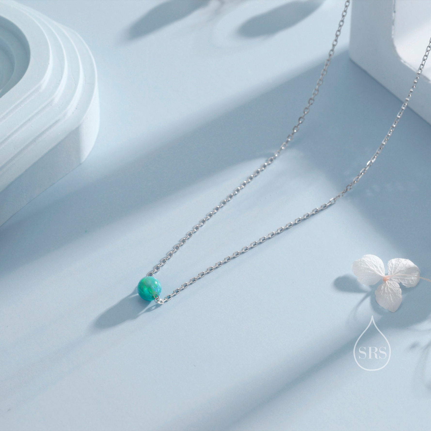 Single Opal Bead Choker Necklace in Sterling Silver, Silver or Gold, White Opal, Blue Opal, Green Opal, Purple Opal