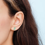 Tiny Blue Opal Trio Stud Earrings in Sterling Silver, Silver or Gold, Three Opal Earrings, Opal Stud, Small Opal Earrings