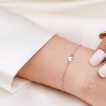 Extra Small Heart Bracelet in Sterling Silver, Small Heart Bracelet, Silver Heart Bracelet